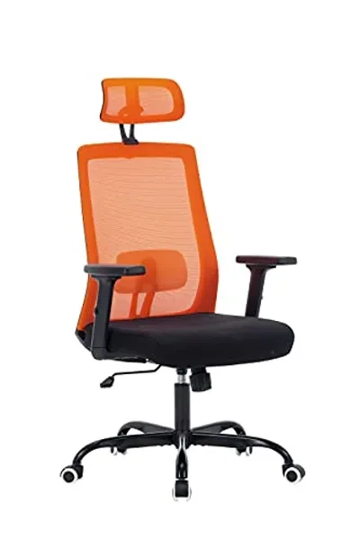Sidanli Orange Mesh Office Chair with Headrest