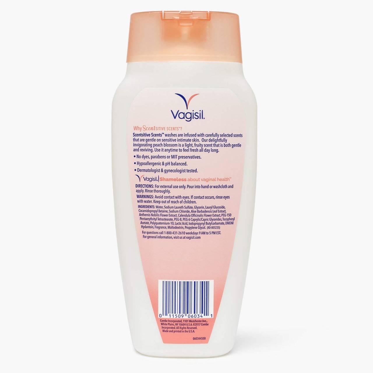 Vagisil Scentsitive Scents Plus Daily Feminine Intimate Vaginal Wash, Peach Blossom, 12 Fluid Ounce