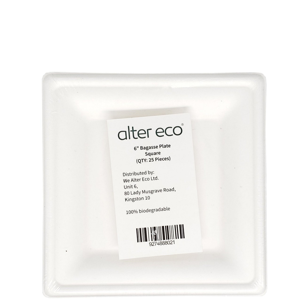 ALTER ECO BAGASSE PLATE SQUARE 25x6in