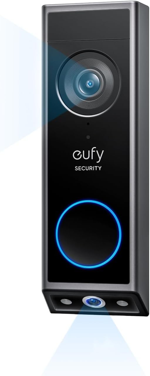 eufy Security Video Doorbell E340, Extra Rechargeable Battery Pack with USB-C, 2K Full HD, Dual Cameras, Long-Lasting Backup Power, Color Night Vision, Quick-Release Battery Pack, No Monthly Fee