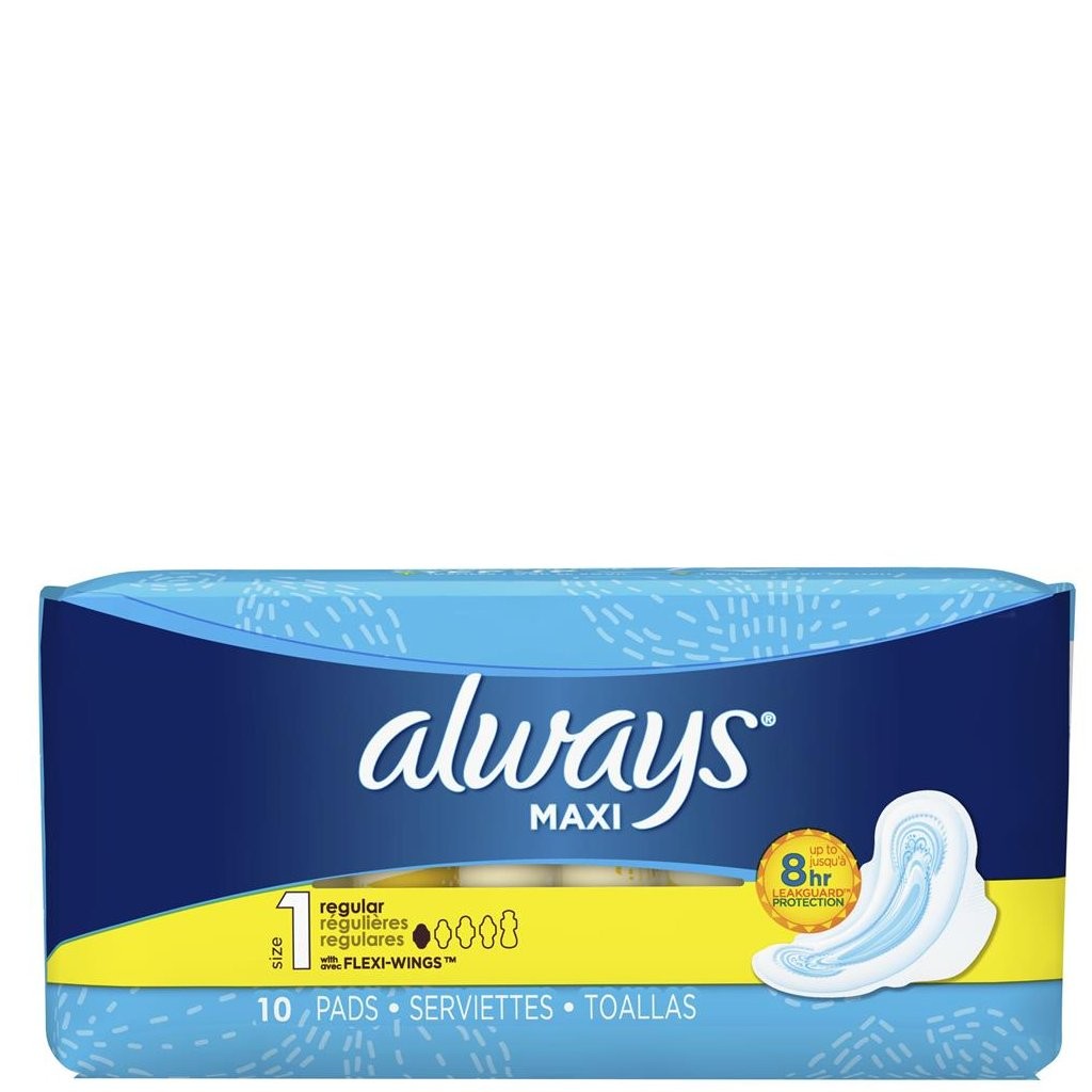 ALWAYS MAXI PADS REGULAR WINGS 10s