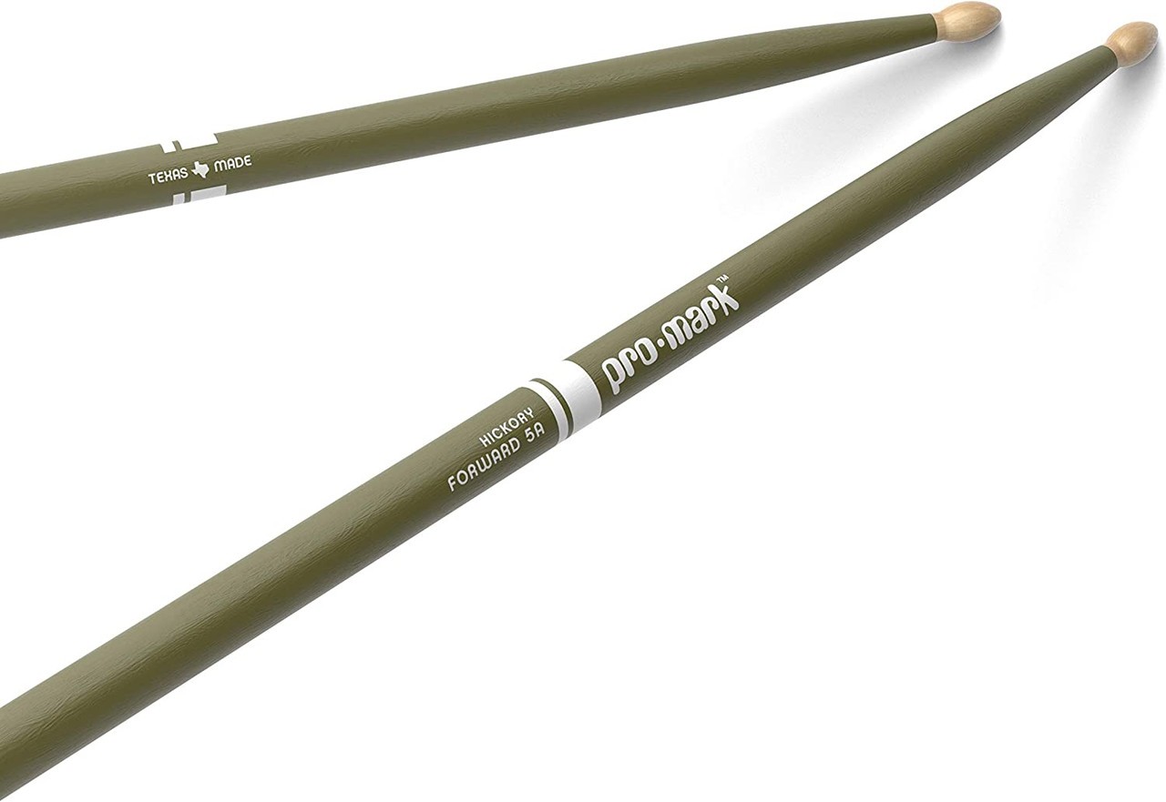 ProMark Classic Forward 5A Painted Green Hickory Drumsticks, Oval Wood Tip