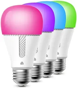 Kasa Smart Bulbs, 850 Lumens, Full Color Changing Dimmable WiFi LED Light Bulb Compatible with Alexa and Google Home, A19, 9.5W,2.4Ghz only, No Hub Required, 4-Pack(KL130P4)