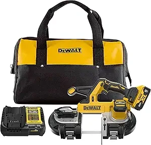 DEWALT 20V MAX XR Bandsaw, Brushless Motor, Portable and Cordless, 3-3/8 Inch Cut Capacity, 5Ah Battery and Charger Included (DCS378P1)