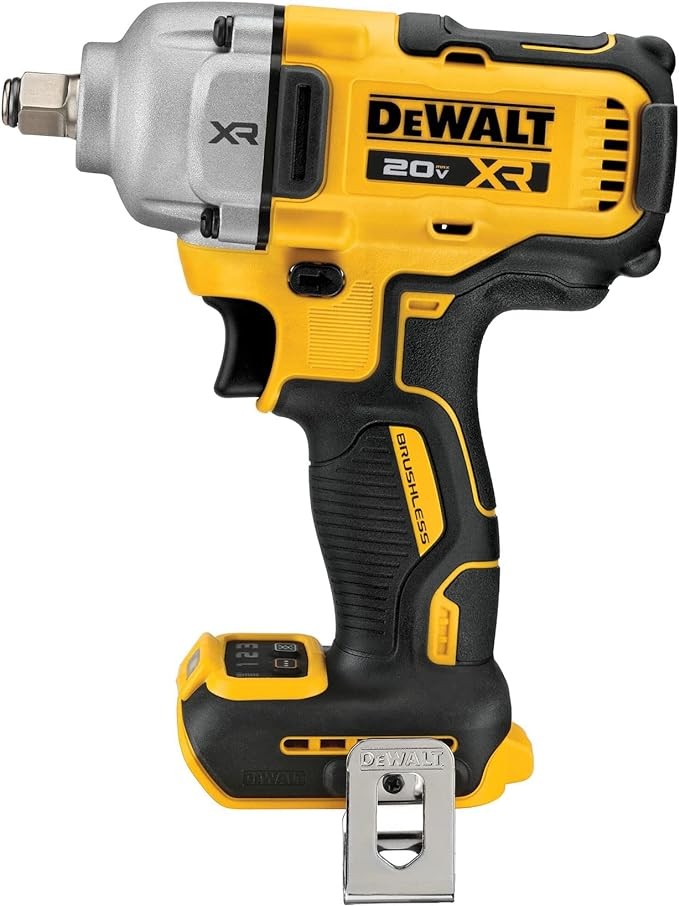 DEWALT 20V MAX Cordless Impact Wrench, 1/2" Hog Ring, Includes LED Work Light and Belt Clip, Bare Tool Only (DCF891B)