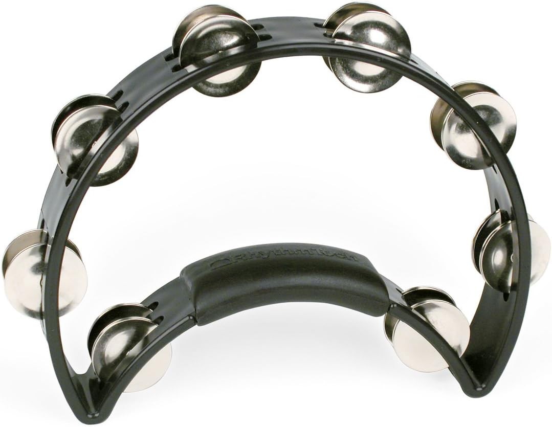 RhythmTech RT1010 Tambourine, Nickel Jingles, Black