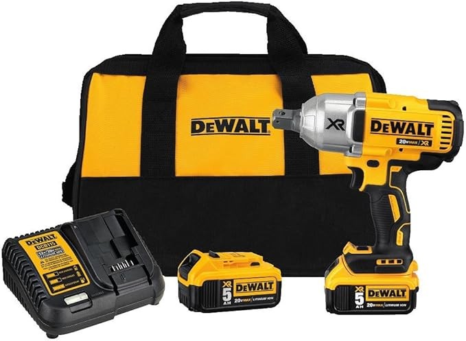 DEWALT 20V MAX* XR 3/4" Impact Wrench, Cordless, Hog Ring, with 2 Batteries and Charger, 5Ah (DCF897P2)