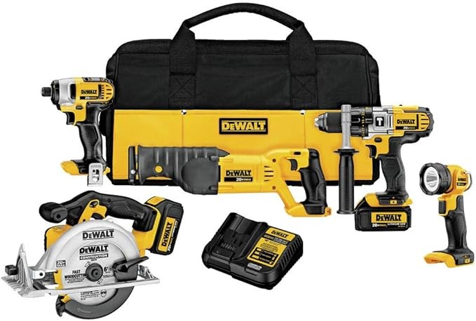 DEWALT 20V MAX Cordless Drill Combo Kit, 5-Tool (DCK592L2), Yellow