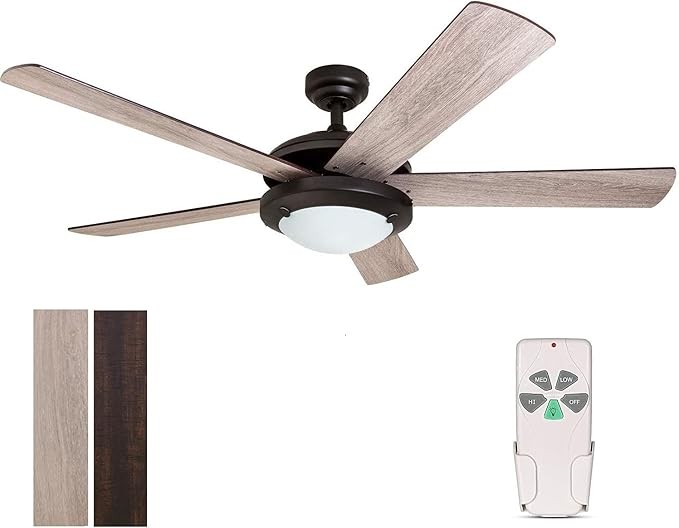 HYATECH 52 Inch Modern Style Indoor Ceiling Fan with Dimmable Light Kit and Remote Control, Reversible Blades and Motor, ETL for Living room, Bedroom, Basement, Kitchen, Espresso