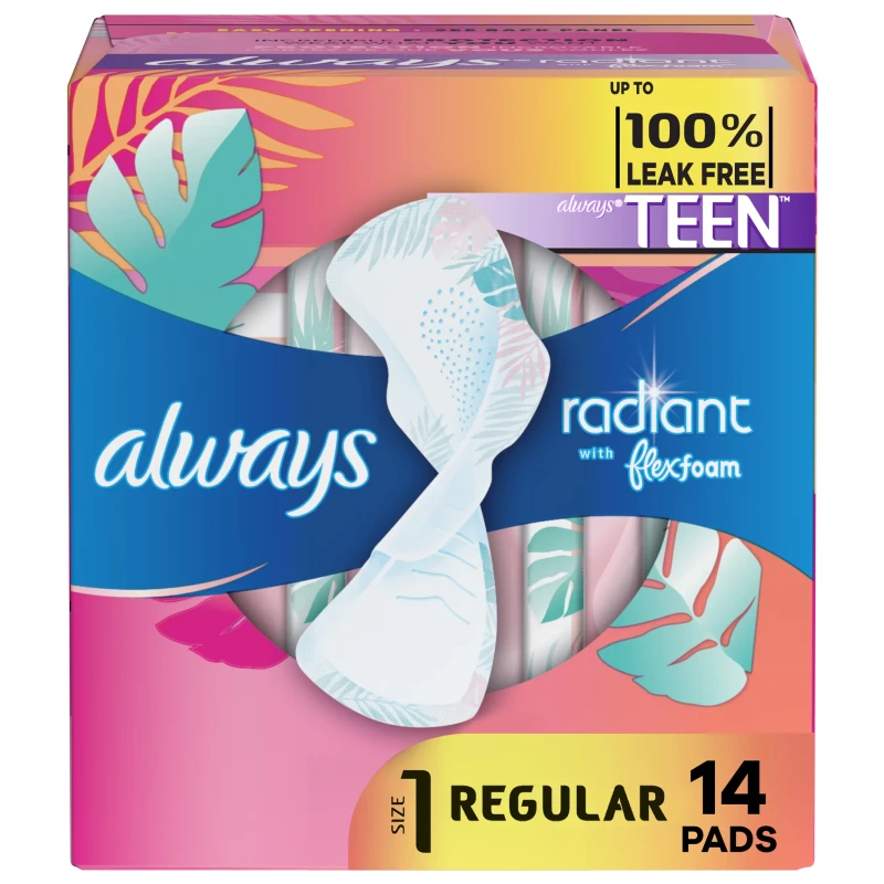 ALWAYS TEEN RADIANT WITH FLEXFOAM SIZE 1 REGULAR WITH WINGS 14’S