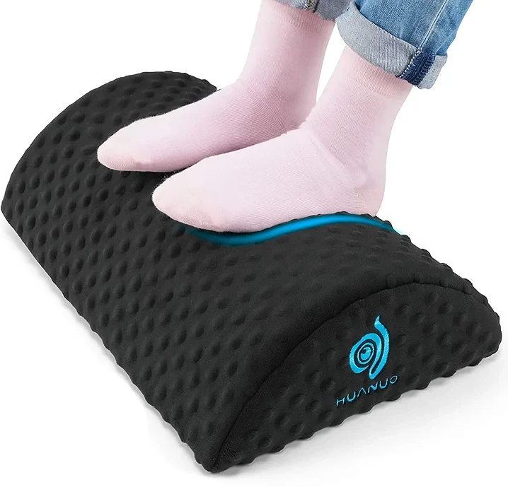 HUANUO Under Desk Foot Rest - Ergonomic Footrest with 2 Optional Covers Massage