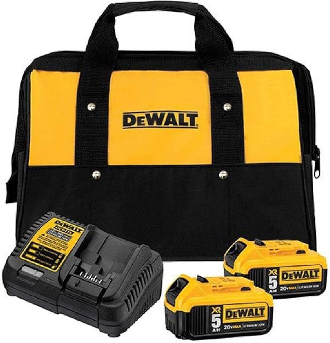 DEWALT 20V MAX Battery Starter Kit with 2 Batteries, 5.0Ah (DCB205-2CK) 20V Max XR Cordless Router, Brushless, Tool Only (DCW600B)