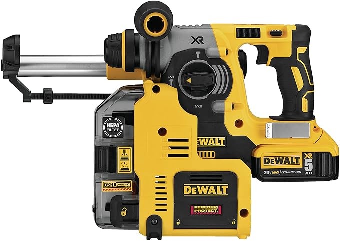 DEWALT 20V MAX XR Rotary Hammer, SDS Plus, L-Shape, On-Board Dust Extractor, 1-Inch (DCH273P2DHO)