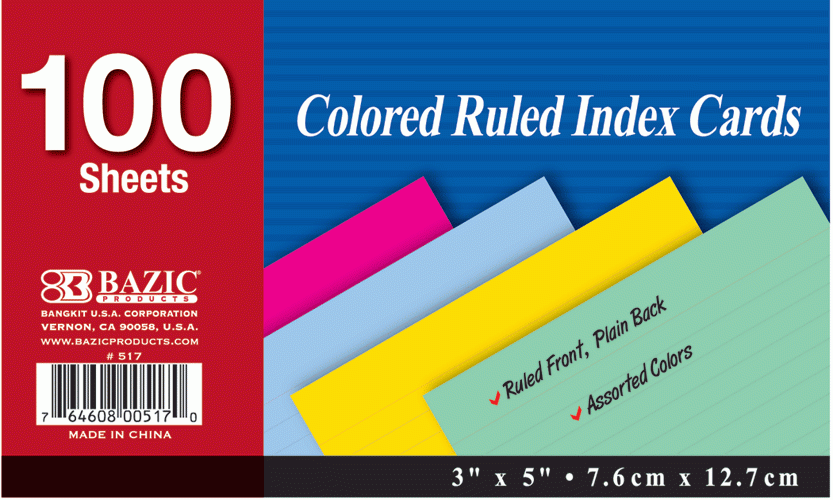 Index Card 3 X 5 Colour 100