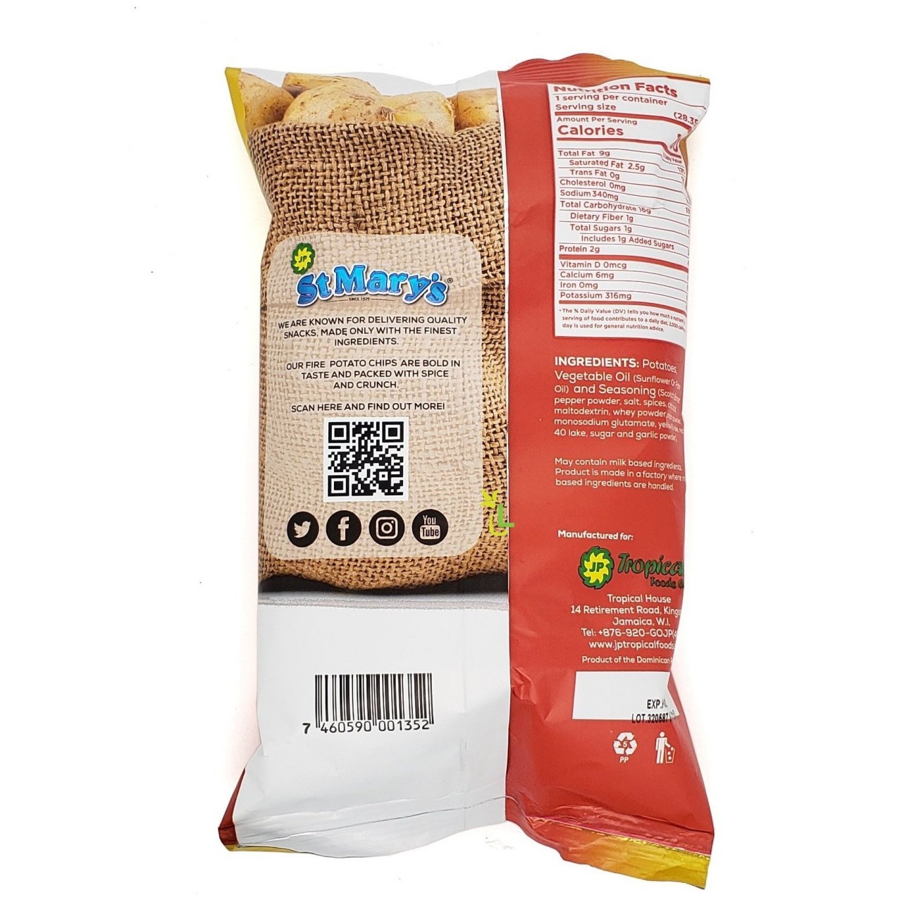 ST MARYS POTATO CHIPS FIRE 28g