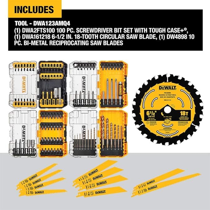 DEWALT 20V MAX Cordless Drill Combo Kit, 5-Tool with 111PC MASTER SET (DCK551D1M1 & DWA123AMQ4)