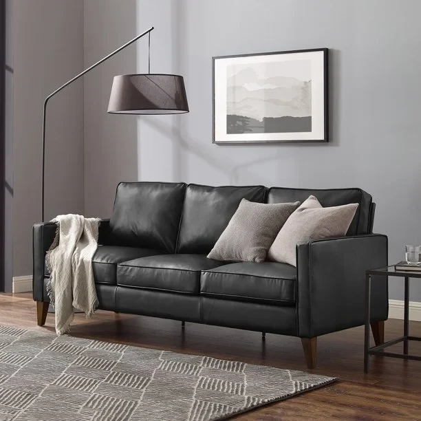 Hillsdale Jianna Faux Leather Sofa, Black