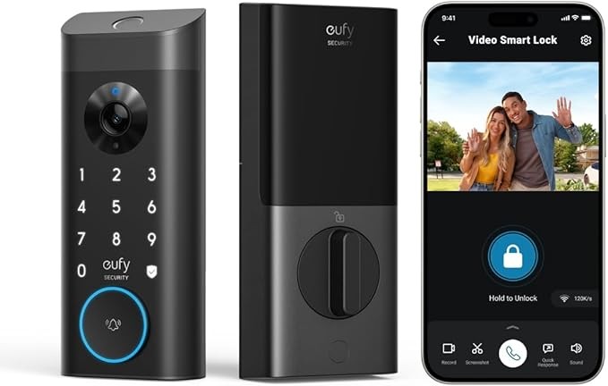 eufy Video Smart Lock E330, 3-in-1 Camera+Doorbell+Fingerprint Keyless Entry Door Lock, Smart Built-in Wi-Fi Deadbolt for Front Door, Auto Lock, App Remote Control, Easy Installation, No Monthly Fee