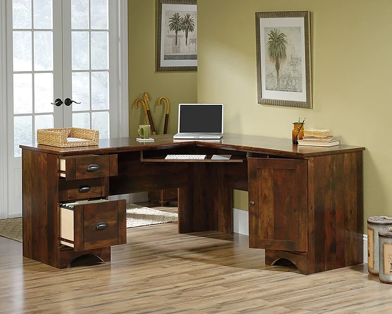 Sauder® Harbor View Collection Corner Computer Desk, Curado Cherry