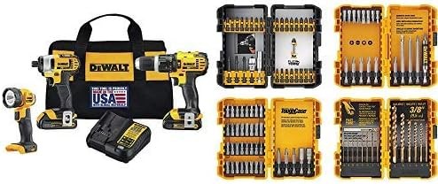 DEWALT DCK384C2 20V MAX Li-Ion 3-Tool Compact Combo Kit 20V Combo Kit with DEWALT DWA2FTS100 Screwdriving and Drilling Set, 100 Piece