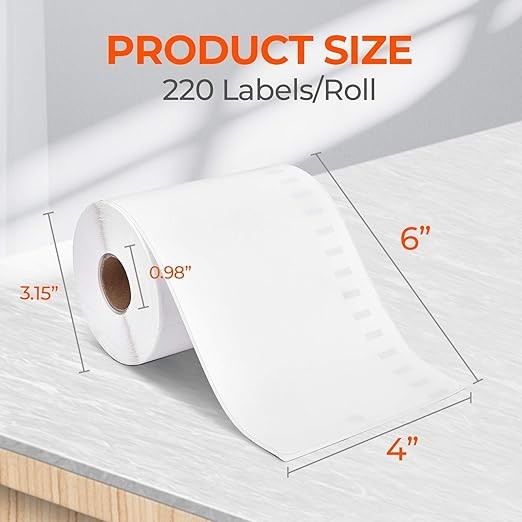 MUNBYN 4"x6" Direct Thermal Printer Label, Shipping Labels Compatible with DYMO LabelWriter 4XL 1744907,1755120, Rollo, Jadens, Nelko, Pedoolo, Perforated Postage Label Paper, 220 Labels/Roll