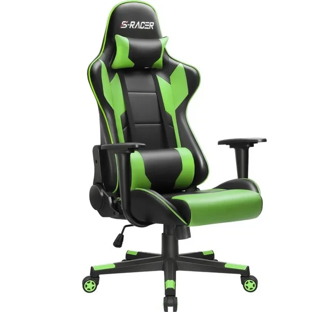 Homall/Racer Gaming Chair with Headrest and Lumbar Support - Green