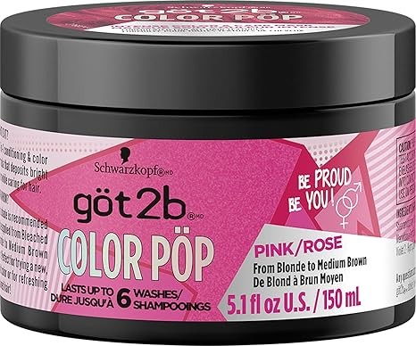 Got2B Color Pop Semi-Permanent Hair Color Mask, Pink, 5.1 oz