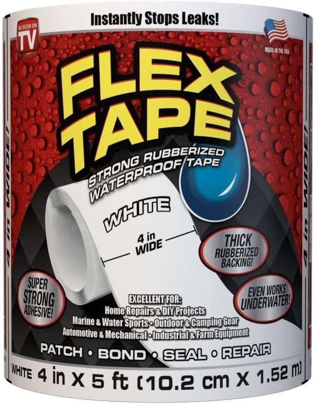 4 in. X 5 ft. White Rubberized Flex Tape