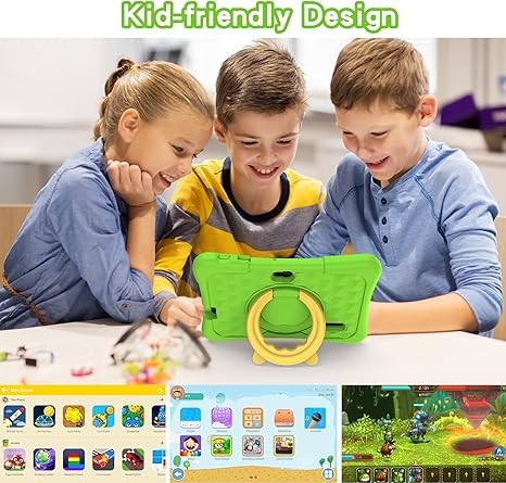 PRITOM Tablet for Kids, 7 inch Kids Tablets with WiFi, 32GB, Bluetooth, Camera, Parental Control, Pre-Installed APPs, Fre-e Games, Learning Educational Toddler Tablet with Case, Green