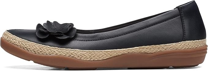 Clarks Women's Elaina Jade Ballet Flat, Black Leather, 8.5