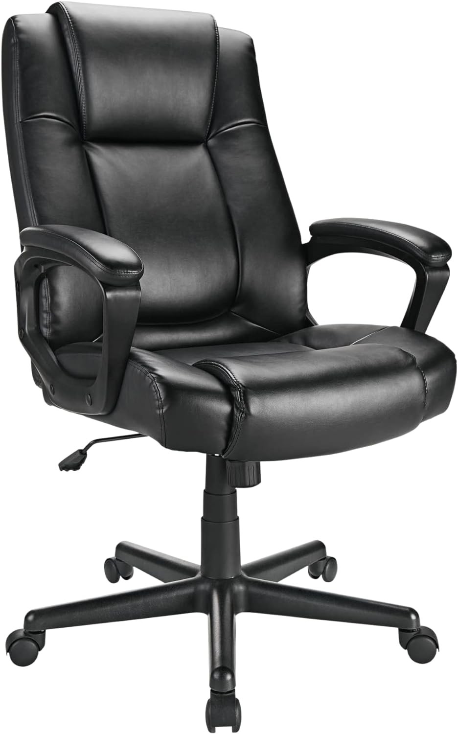 Realspace® Hurston Bonded Leather High-Back Executive Chair, Black