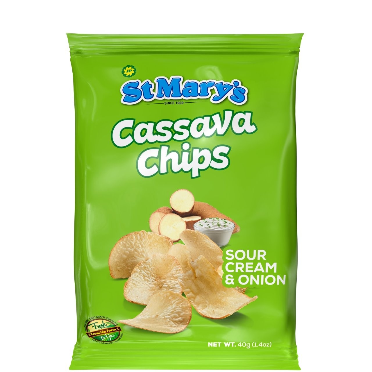 ST MARYS CASSAVA CHIPS S/CRM & ONION 40g