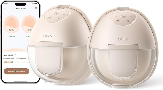 eufy Wearable Breast Pump S1, Hands-Free Electric Breast Pump with Heating Tech, App Control, Personalized Smart Rhythm, Hospital Grade Suction, Portable, Discreet, Leak-Proof & Ultra-Quiet