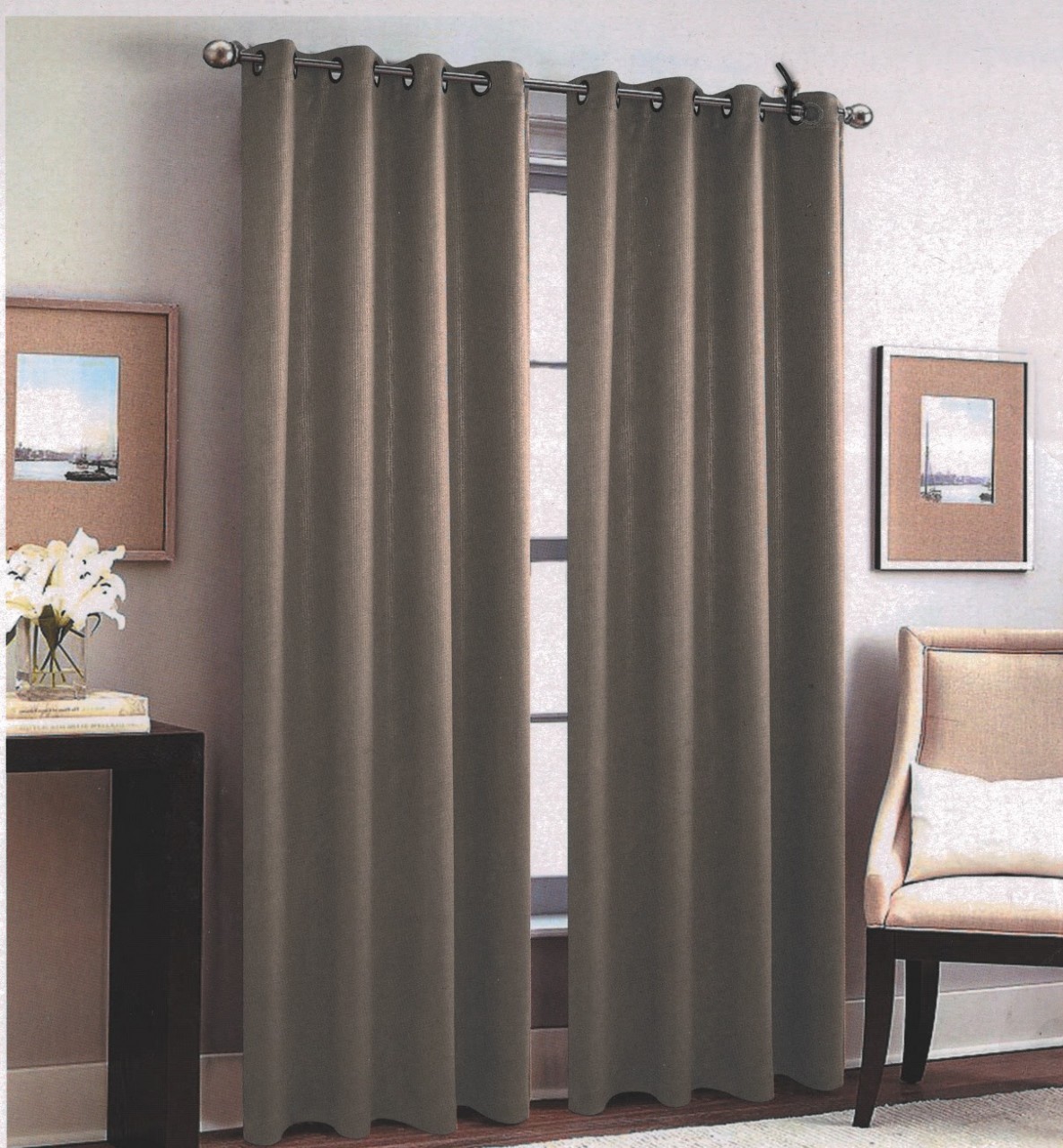 Grommet Curtain Blackout , Wave Texture
