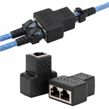 2PCS RJ45 Splitter Adapter 1 to 2 Dual Female USB to RJ45 Port 8P8C Extender Plug LAN Interface Ethernet Socket Connector