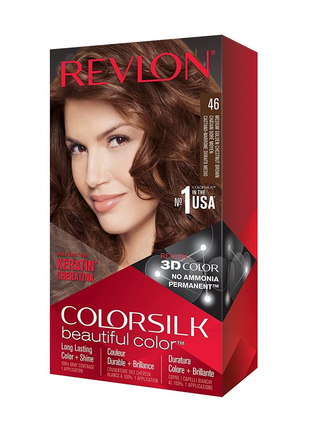 Revlon Colorsilk Beautiful Color, Medium Golden Chestnut Brown [46]