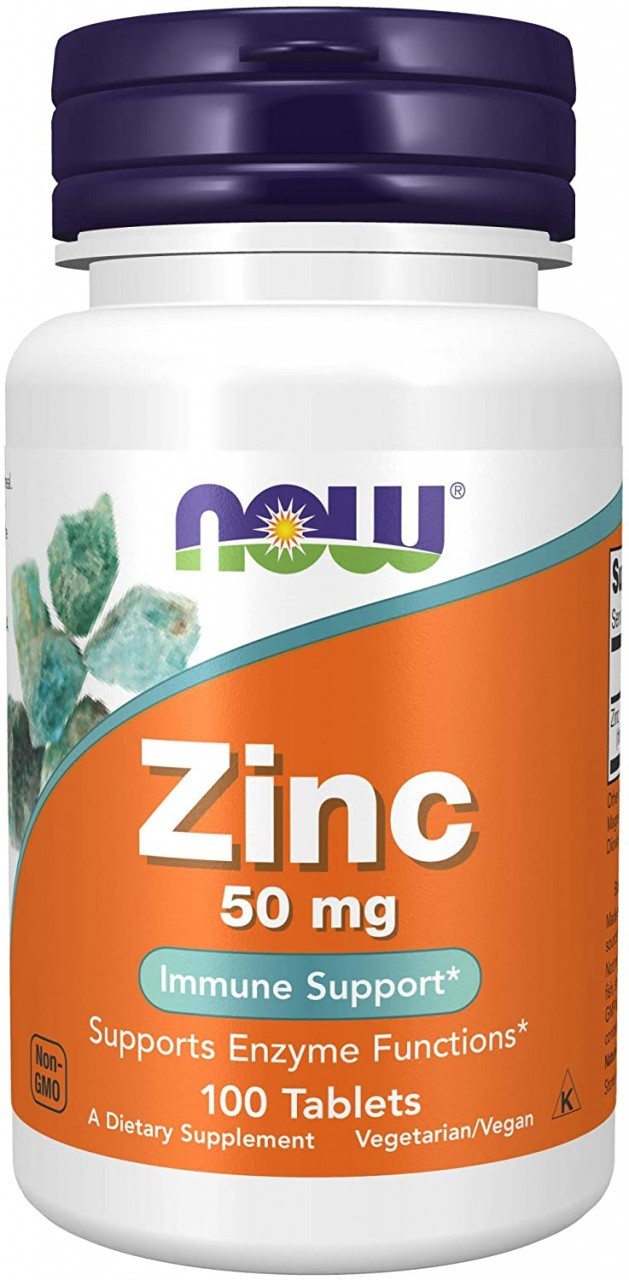 Now Foods Supplements, Zinc 50 mg, Supports Enzyme Functions, 100 Tablets