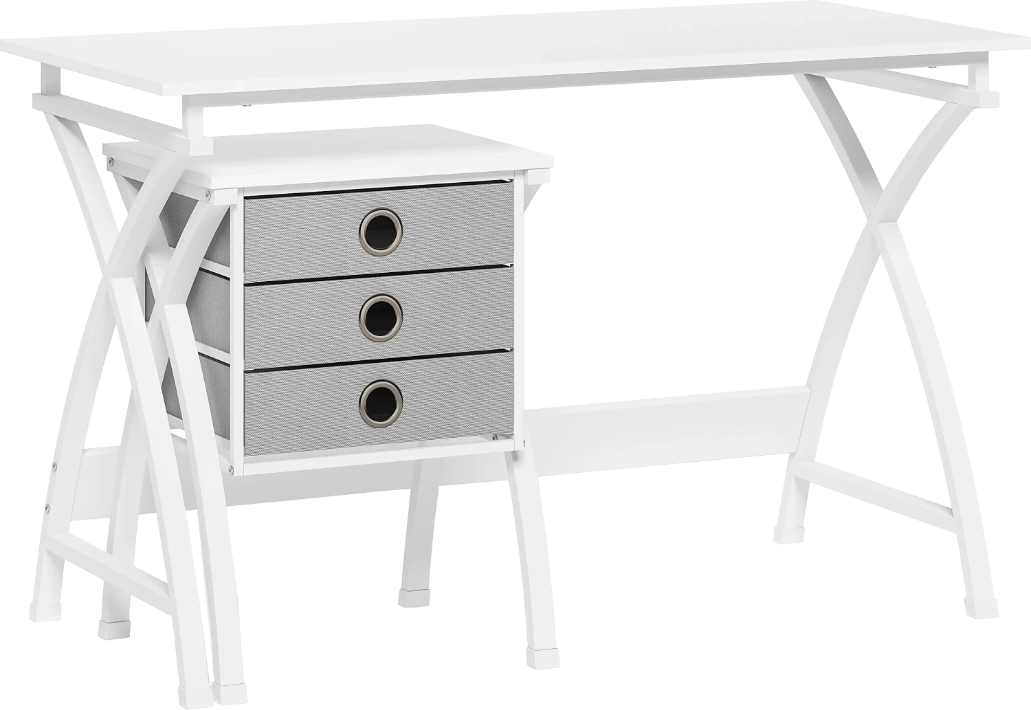 Realspace® X-Cross 48"W Computer Desk With File Cabinet, White