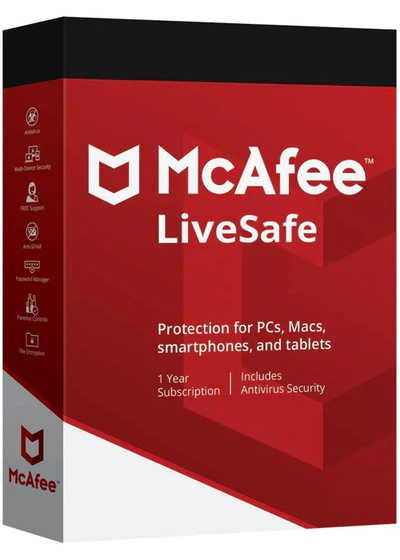 McAfee LiveSafe - Unlimited Devices / 1 Year Key