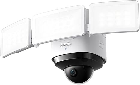 eufy Security Floodlight Cam S330, 360-Degree Pan & Tilt Coverage, 2K Full HD, 3,000 Lumens, Smart Lighting, Weatherproof, On-Device AI Subject Lock and Tracking, No Monthly Fee, Hardwired