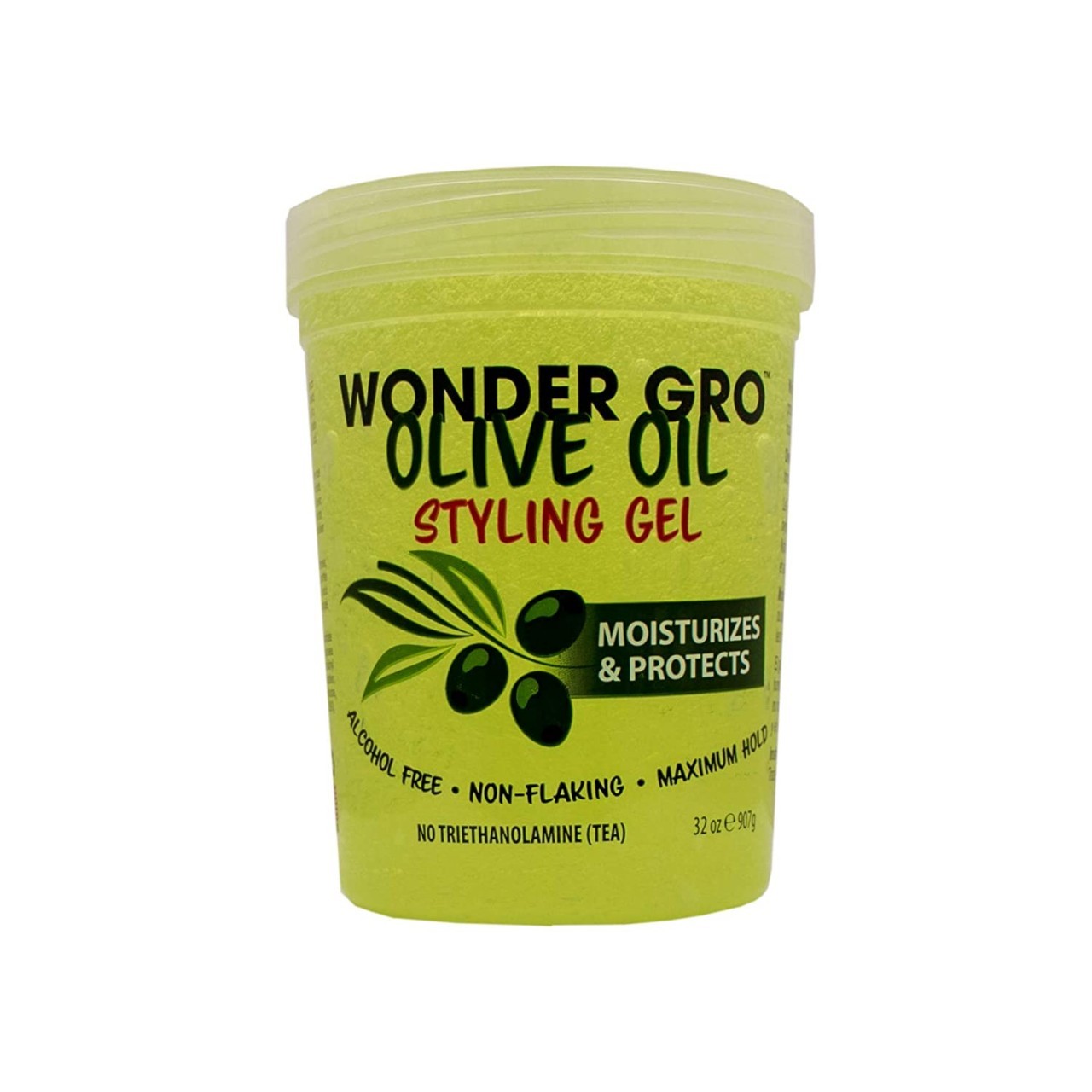 Wonder Gro Olive Oil Hair Styling Gel, 32 fl oz - Non-Flaking & Alcohol-Free - Moisturizes, Protects
