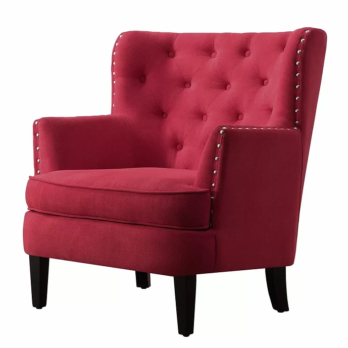 Paule 29'' Wide Tufted Polyester Wingback Chair - Burgundy