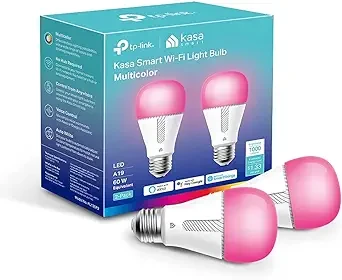 Kasa Smart Bulb, 1000 Lumens Full Color Changing Dimmable Smart WiFi Light Bulb Compatible with Alexa and Google Home, 11W, A19, 2.4Ghz only, No Hub Required (KL135P2), 2-Pack,White