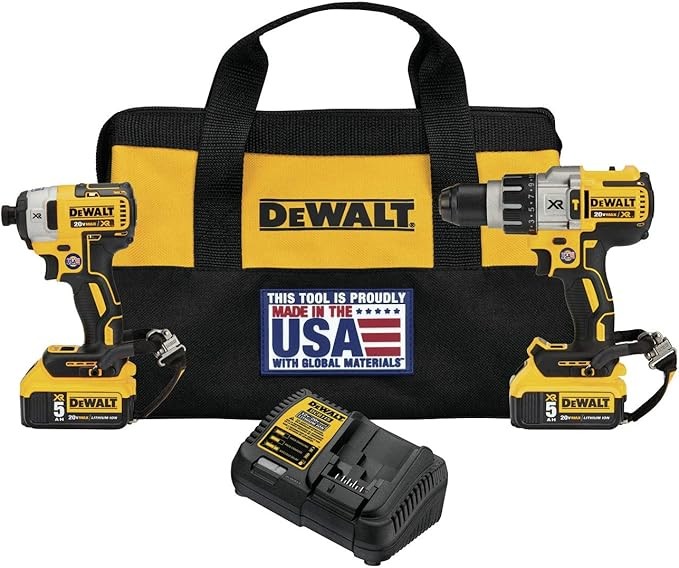 DEWALT 20V MAX* XR Cordless Drill Combo Kit with Hammer Drill, Lanyard Ready (DCK299P2LR)