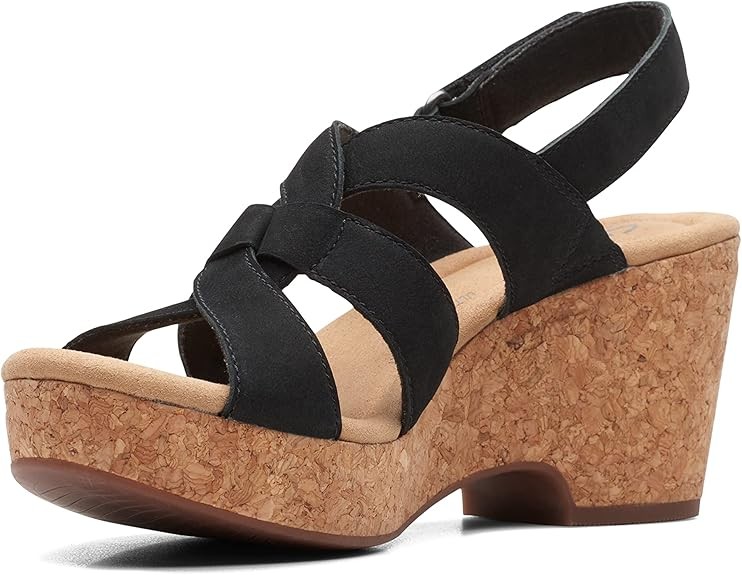 Clarks Womens Giselle Beach : Black Nubuck