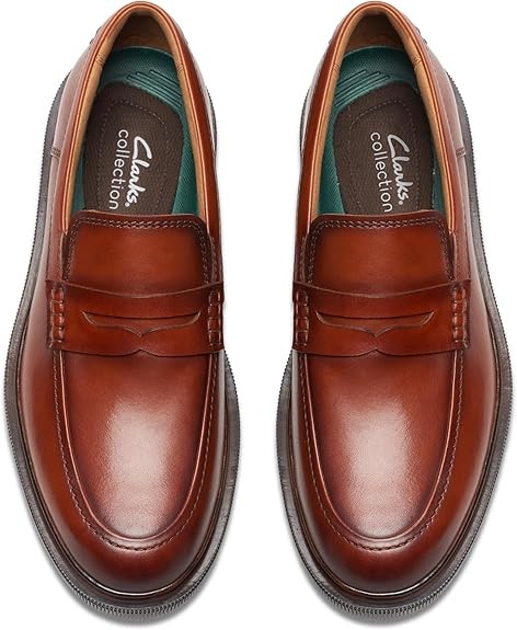 Clarks Mens Burchill Penny : Tan Leather