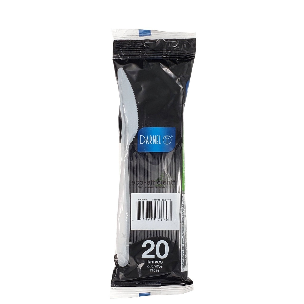 DARNEL PLASTIC KNIVES BLACK 20s