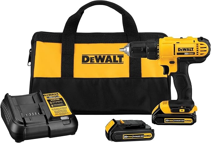 DEWALT 20V Max Cordless Drill/Driver Kit, Compact (DCD771C2) and 13-Piece Black Oxide Drill Bit Set with Pilot Point