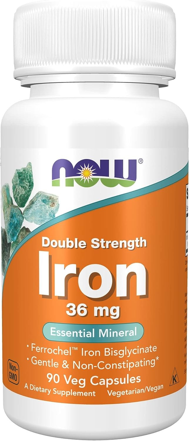 Now Iron 36 mg, Double Strength Veg Capsules