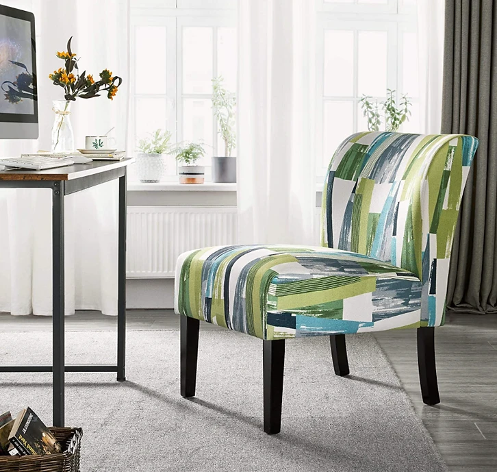 STHOUYN Modern Fabric Armless Accent Chair Green